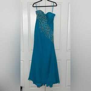 Blue embroidered maxi dress